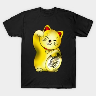 Gold maneki lucky cat with coin Edit T-Shirt